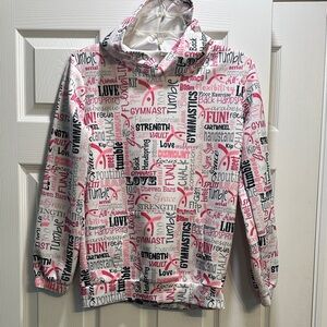 Gymnastics Themed Kids Hoodie - Pink and Black